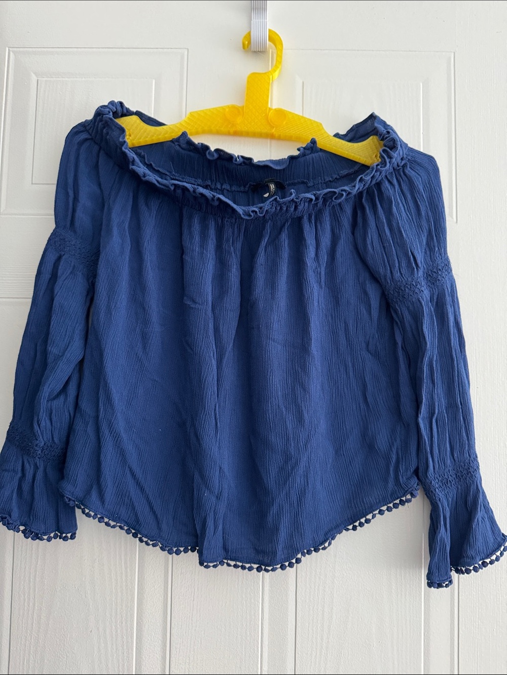 Buffalo David Bitton Navy Blue Off-Shoulder Top